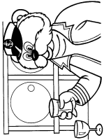 A coloring page of the bear boat